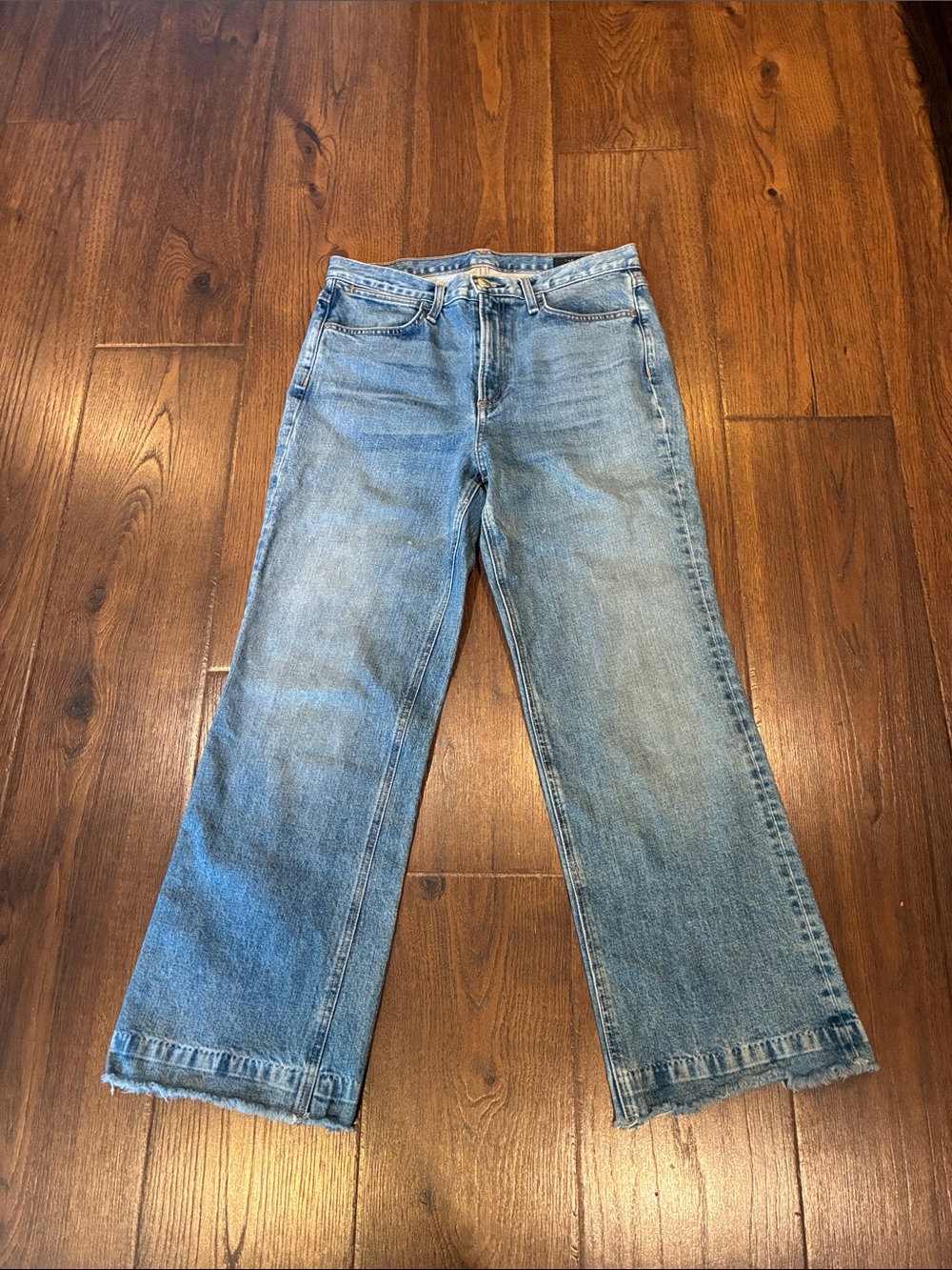 rag & bone Light Blue Cropped Wide-Leg Jeans